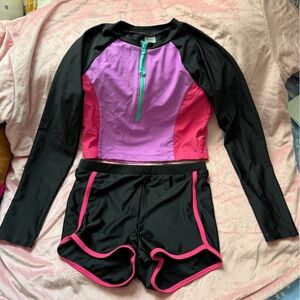 Girls Old Navy Activewear Set – Zip Top & Shorts – Size L (10–12)